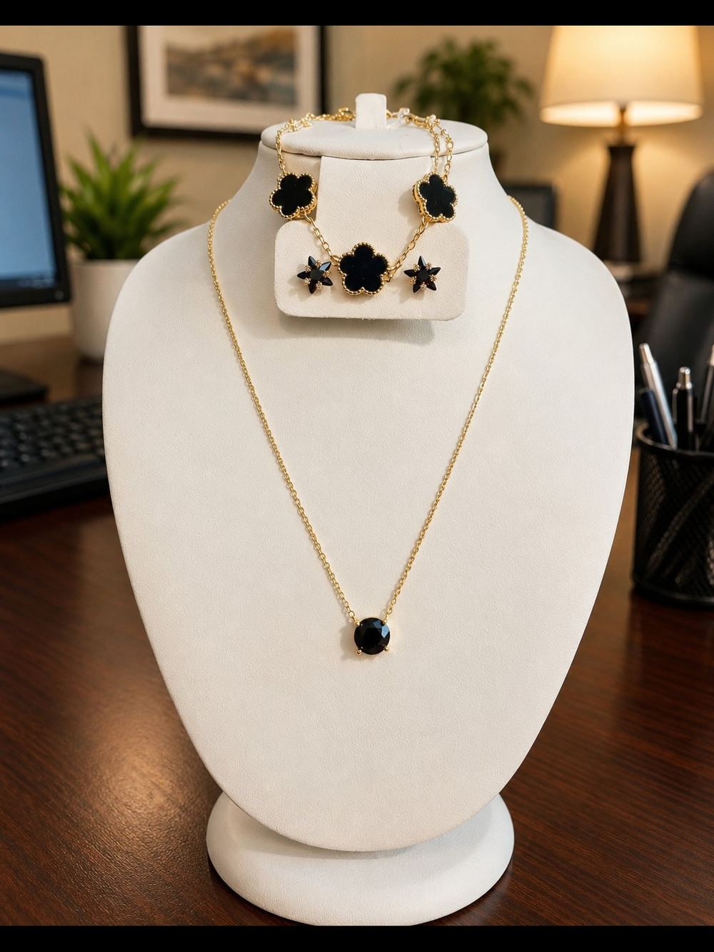 Park Lane Black/Gold Necklace, Earring, Bracelet Bundle